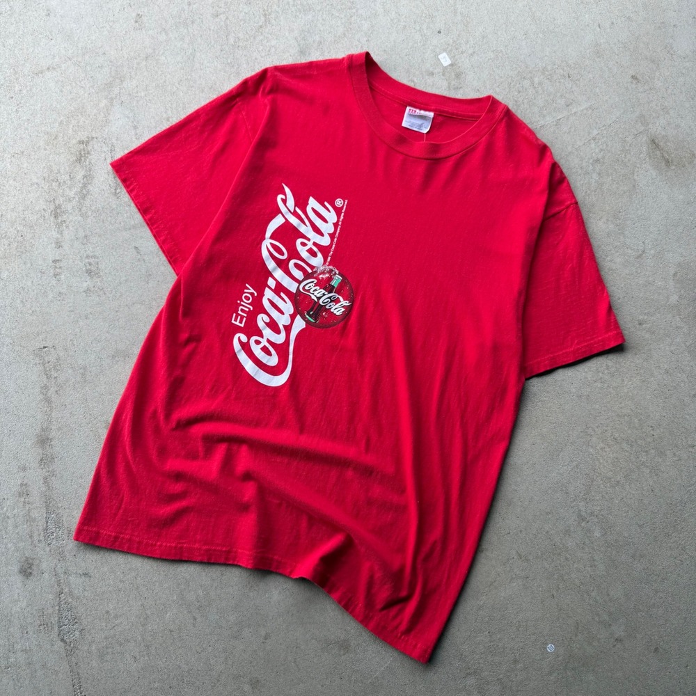 90s Mens Coca-Cola Hanes Heavyweight Graphic T-Shirt Vintage Red Large